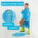 Plain-blue-blue raincoat, height 120-160 cm