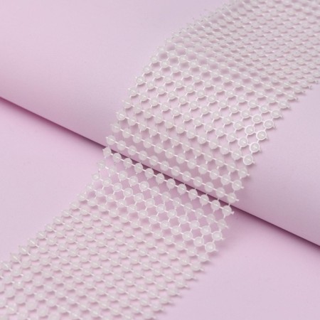 Ribbon with pearl imitation, 6 cm, 9 ± 1 m, white color-3