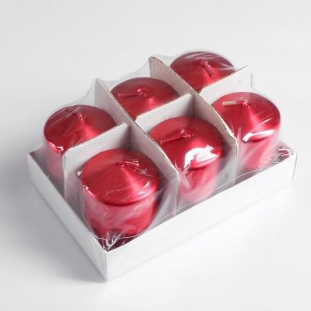 Candle "Column", red metallic, 5.5 × 8cm-1