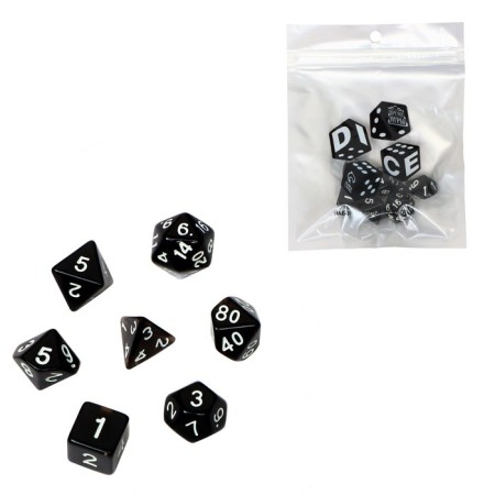 A set of cubes for D&D (Dungeons and Dragons, DND) "Game time", Series: D&D, 7 pcs, black