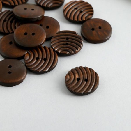 Buttons wood for creativity 2 punctures "march" set 15 pcs 2.5x2.5x0.4 cm