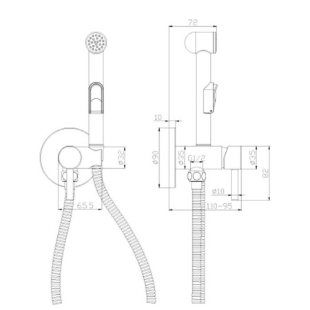 Mixer with hygienic shower built-in Rossinka X25-51-1