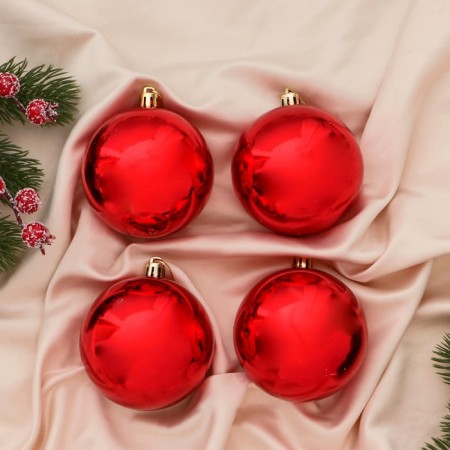 Set of balls plastic 6x7 cm, 4 pcs "Fairytale Forest" Red-Green-1