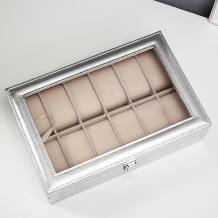 The casket to the leatherette to the clock 12 "Cosmos. Silver" 8x30x20.5 cm-3