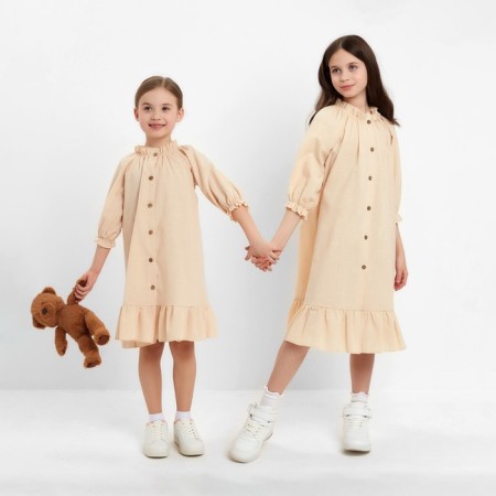 Dress for girls minku color light-beige, height 98 cm-6