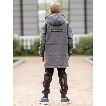 Park jacket for a boy, height 140 cm, color black graphite-6
