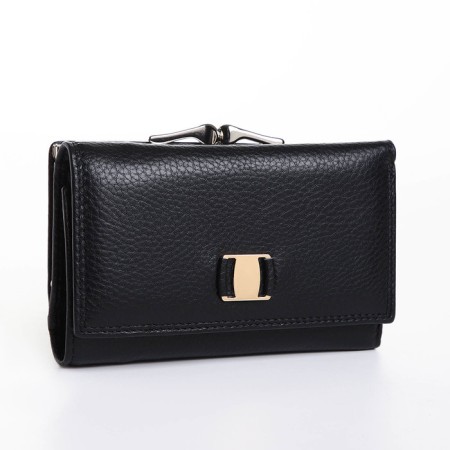 Women's wallet on the button, black color