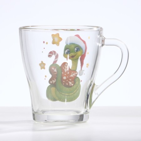 New Year. Glass mug "Snake with gingerbread", 300 ml-1