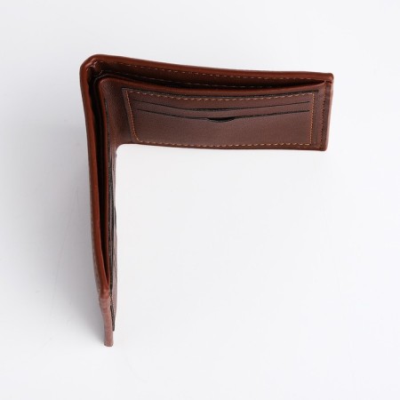 Male purse without fastening, for bills, for cards, brown color-3
