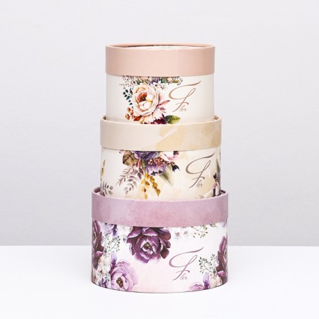 A set of hat boxes 3 in 1 "Beautiful bouquet", hooked, 16 x 10, 14 x 9, 13 x 8.5 cm-2