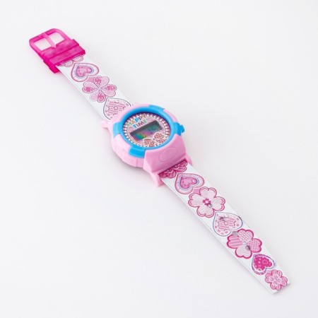 Watch of Electronic Children's Watch "Flowerers and Hearts", D-4 cm, length 19.5 cm-2