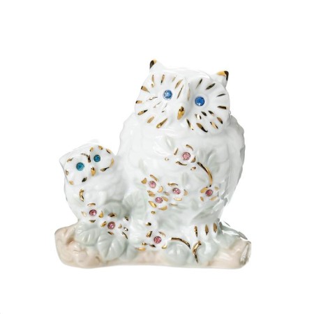 Souvenir Ceramics "White Eagle owl with a hill" with gold, rhinestones 10.7 cm-4