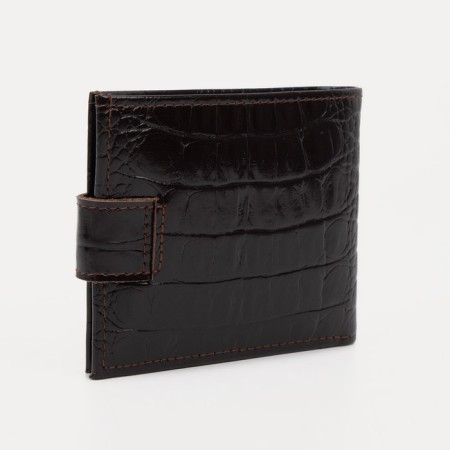 Men's purse on a button, for bills, for cards, for coins, brown color-1
