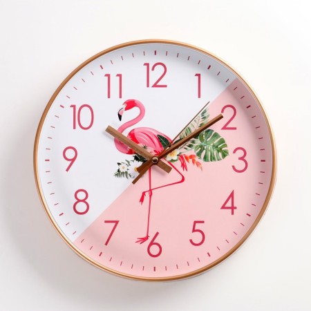 Wall clock, series: interior, "flamingo", smooth move, d-30 cm, aa