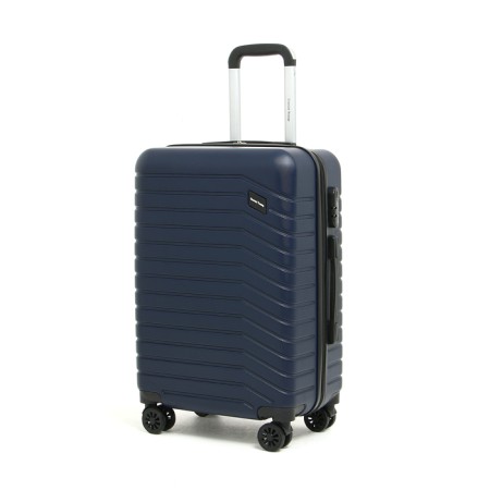 Middle suitcase 22 "On a zipper, code castle, 4 wheels, blue color