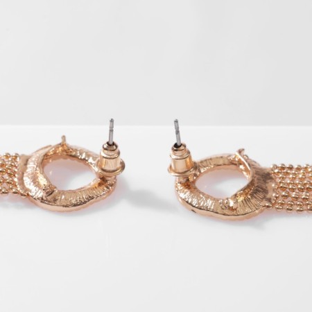 Hanging earrings "Circle" with chains, color gold-2