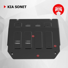 Защита картера и КПП АвтоБроня для Kia Sonet, FWD, 2020-н.в., с крепежом
