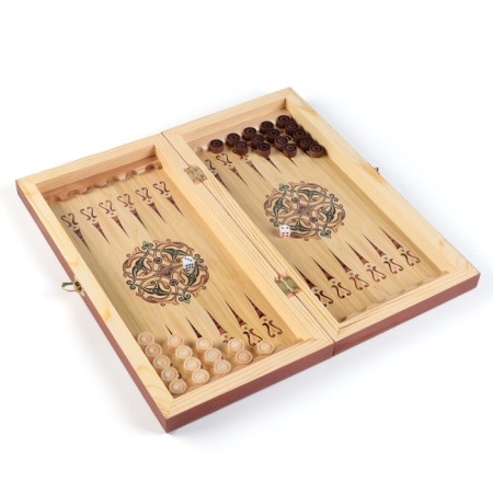 Board Game 3 in 1 "Mahon": chess, backgammon, checkers, wooden board 40 x 40 cm-5