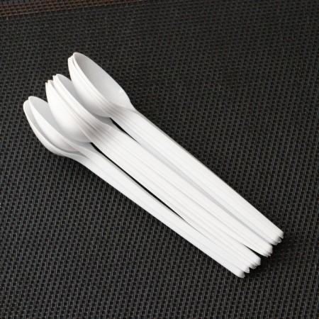 A set of plastic disposable spoons of tea, 12.5 cm, 12 pcs, white color-3