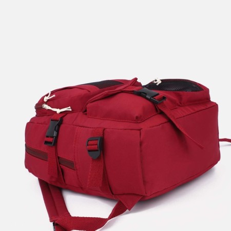 School backpack on lightning, 5 outer pockets, red color-4
