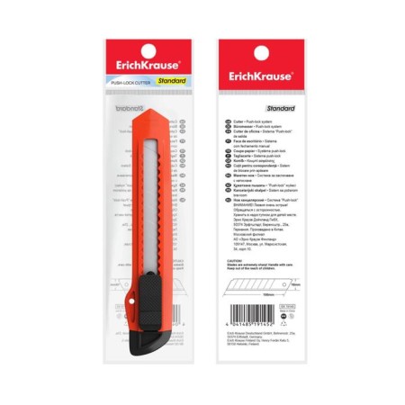 Chancellery Knock 18 mm, Erichkrause Standart, with a Push-Lock blade fixing system and nozzle for the safe separation of the blade segment, myx-4