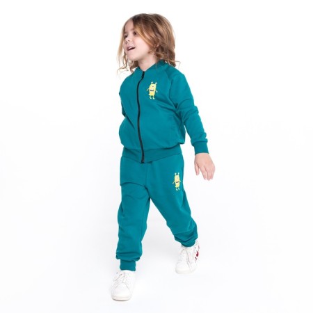 Kit (sweatshirt, trousers) for a girl, emerald color, height 110 cm-2