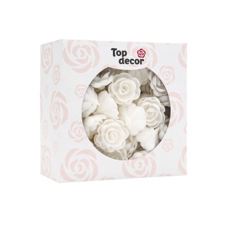 Wafer roses are white, small, complex, 70 pcs