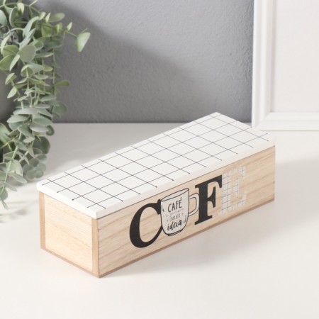 Casket wood 3 divisions "Coffee from Spain" 8.5x23.7x7 cm