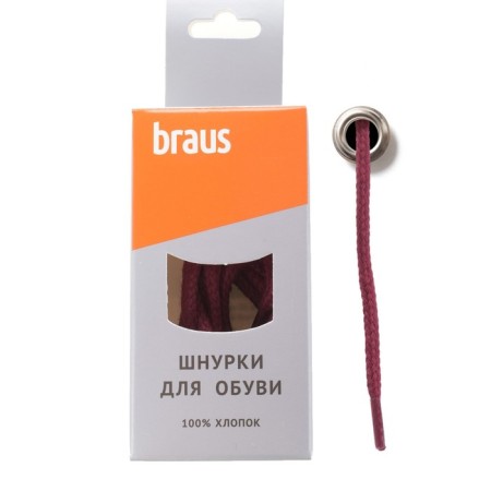 Braus laces, thick, with impregnation, burgundy, 120 cm