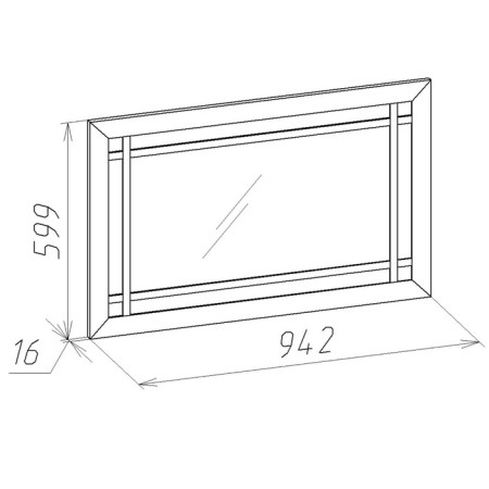Hinged mirror Sherlock 7, 599 × 16 × 942 mm, color ash anchor light light-1