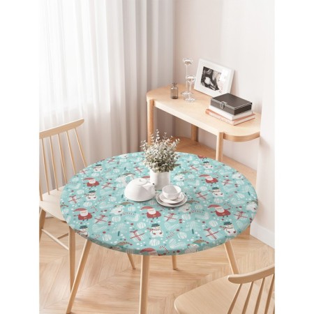 Tables on the table "New Year's friends", round, oxford, elastic band, size 120x120 cm, diameter 75-100 cm-2