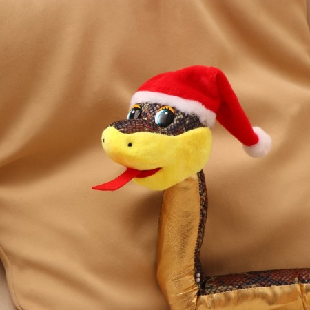 Soft toy "Snake", in the New Year's cap, 71 cm, gold color-2