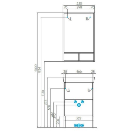 Wardrobe-mirror "York 55", color white ash-3