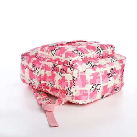 School backpack of textiles on lightning, 3 pockets, pink color-4