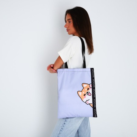 Bag-shop "Cute dog", without lightning, without lining, black/lilac color-5