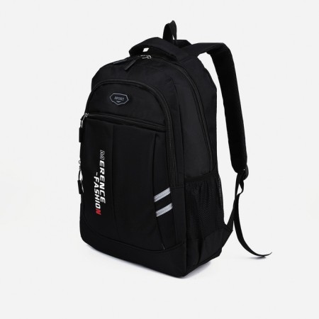 Men's backpack on lightning, external pocket, black color