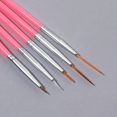 A set of brushes for building and design of nails, 15 pcs, 19 cm, pink color-3
