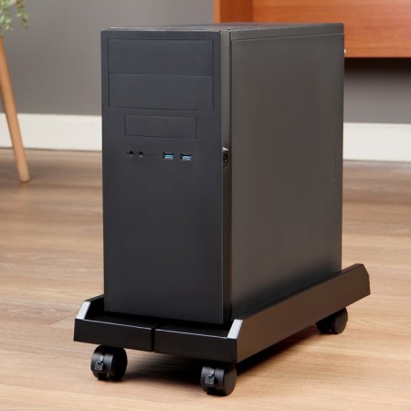 System unit stand on wheels, 20/30 - 45 cm, metal, plastic, black