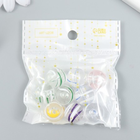 Plastic beads "Transparent balls with colored strip" set 20 grams mix d = 1.6 cm-2