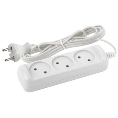 Extension cord electric era UX-3-5M without grounding 3 outlet 5 m, SHVVP 2x0.75mm2 6a