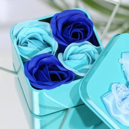 Soap roses, turquoise and blue, set 4 pcs.