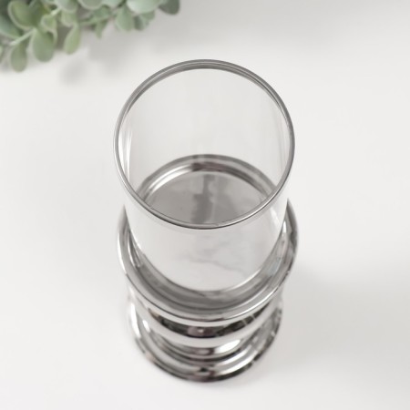 Ceramics candlestick, glass per 1 candle "grace" d = 7.5 cm silver 10x10x28.5 cm-2