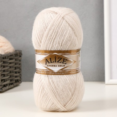 Yarn "Angora Gold" 20% wool, 80% acrylic 550m/100g (599 elephants. Bone)