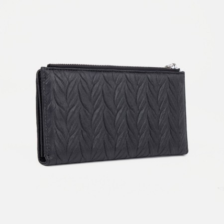 Women's wallet on the button, black color-1