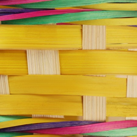 Wicker basket, d18 x 11 x 24 cm, yellow, bamboo-5