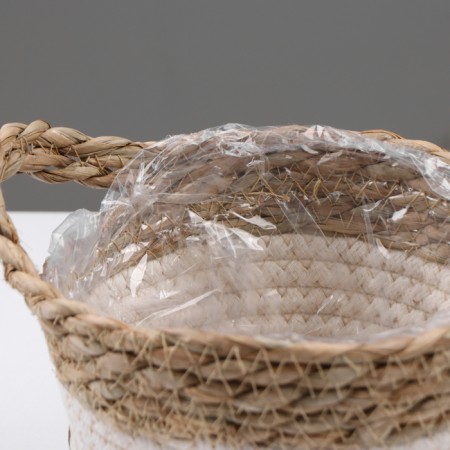 Kashpo wicker "Tanzania" with a pen, 15.5x15.5x13.5 cm, natural, white-4