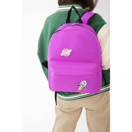 School textile “Cosmos”, 37 x 33 x 13 cm, Velcro, purple school backpack-14