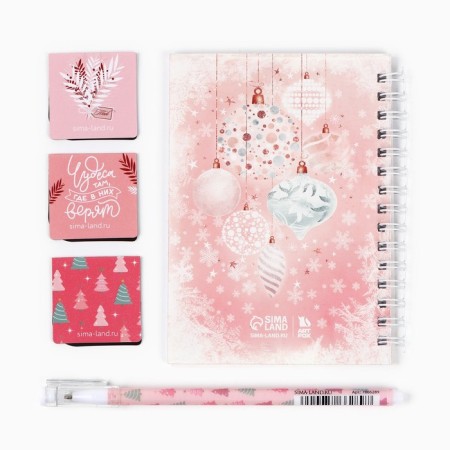 Gift set New Year's notebook on a spiral, magnetic bookmarks 3 pcs and a plastic pen “Dream! Dreams come true "-3