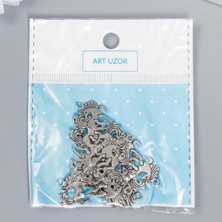 Decor for creativity Metal "Horse with a long mane" silver 2x1.6 cm-3