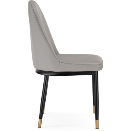 Metal frame stool Flor metal/eco -leather, black/gray 43x50x83 cm-2